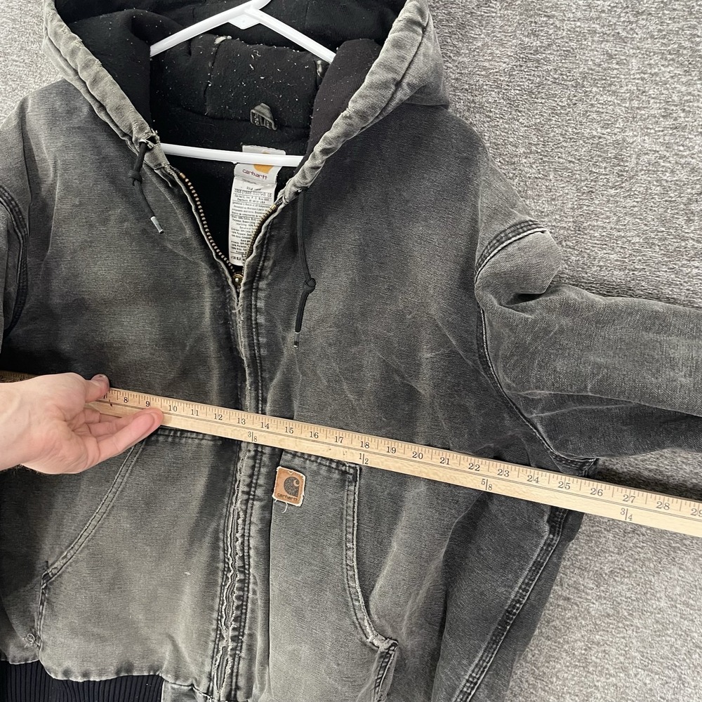 Vintage Carhartt J130 BLK Jacket Men's L Distressed Fader Honeycomb Quilt Lined - Picture 14 of 16